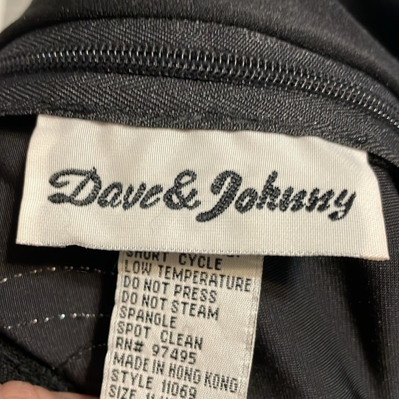 Vintage Black Evening Gown, silver designs, maxi dress, Dave & Johnny, 11/12 - Picture 10 of 11